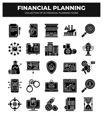 Collection of 25 Financial Planning Icons: A Visual Guide to Budgeting. Investing. and Financial Growth