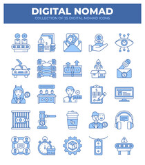 Digital Nomad Icons. Remote Work. Freelancing. and Online Business