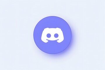 White Discord logo on purple circle with soft shadow