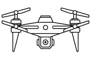 drone black and white line art on white background
