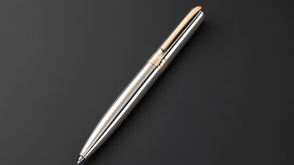 Luxury pen, polished metal, gold clip, elegant, black background, modern style
