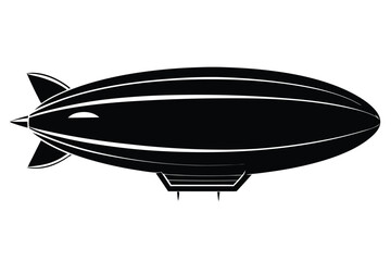 Obraz premium dirigible black and white silhouette on white background