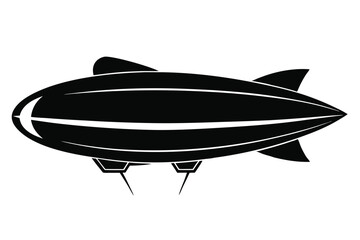 dirigible black and white silhouette on white background