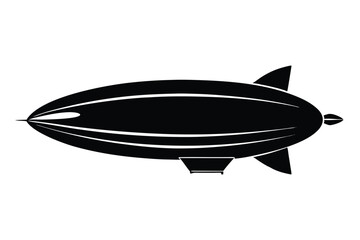 dirigible black and white silhouette on white background