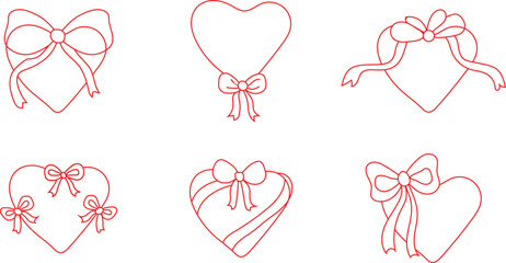 Heart shapes with bows collection for valentine s day