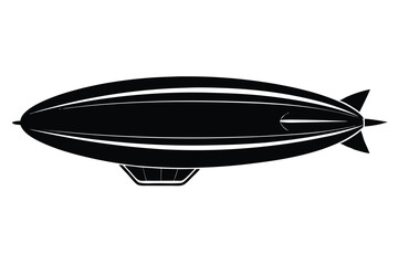 dirigible black and white silhouette on white background