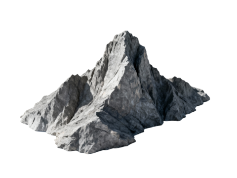 3D rendering of a rugged mountain peak with sharp ridges and rocky texture