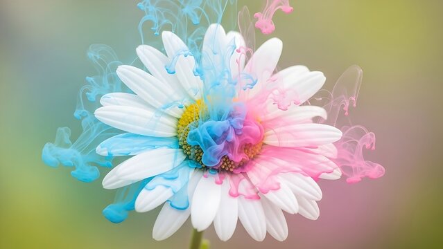 pink flower on blue background