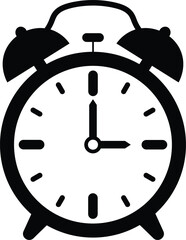 Black alarm clock icon showing 3 oclock with two bells on top time