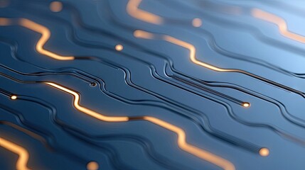 Close-up of a circuit board with glowing lines, representing technology and data processing.