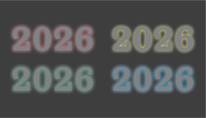 colorful neon number 2026 new year