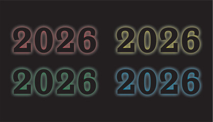 colorful neon number 2026 new year