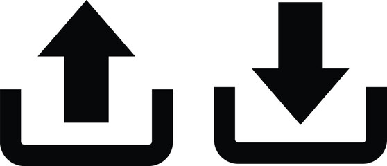 Black upload and download icons on white background upload icon arrow up