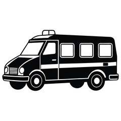 Fototapeta premium ambulance black and white silhouette on white background