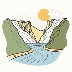 Sumidero Canyon Minimalist Landscape Vector