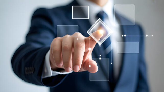 hand pushing a button on a touch screen