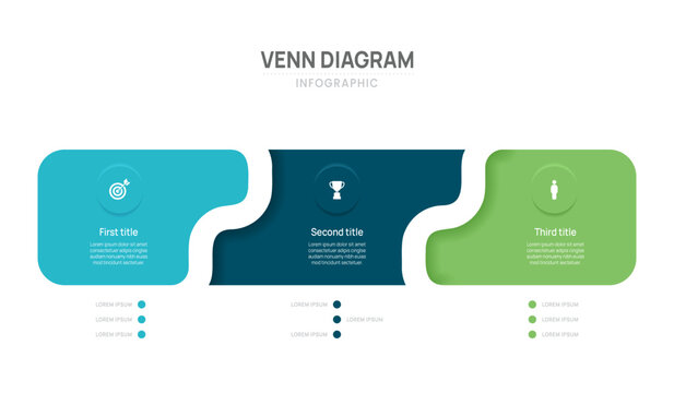 3 step infographic venn diagram template vector element
