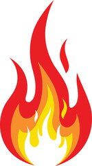 Stylized red orange and yellow flames on white background fire heat