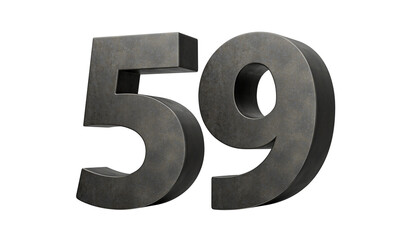 Number Fifty nine 59 Digit Made Of Gray Smooth Cast Iron 3d Illustration