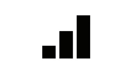 Minimalistic black and white increasing bar chart representation for data growth visualization