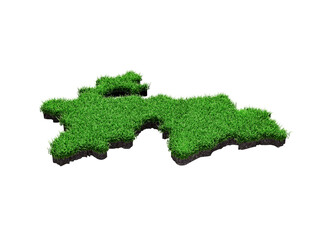 Tajikistan Map soil land geology cross section with green grass and Rock ground texture 3d illustration
