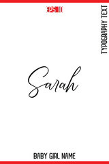 Sarah  -Baby Girl Trendy Name In Stylish Cursive Typography Vector Illustration