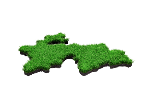 Tajikistan Map soil land geology cross section with green grass and Rock ground texture 3d illustration