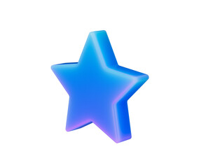 3D Blue star icon for rating, quality, success, and reward. 3d illustration