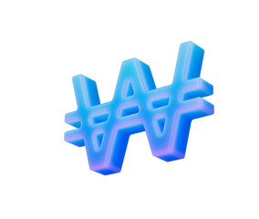 Obraz premium Vibrant 3D Korean Won currency symbol representing finance and investment. 3d illustration