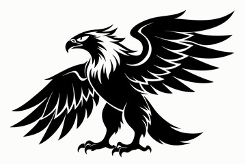 eagle silhouette black and white on white background