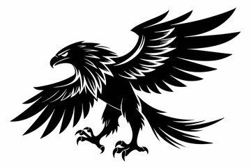 eagle silhouette black and white on white background
