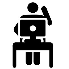 working with computer