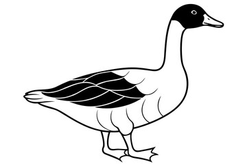 goose silhouette black and white line art on white background