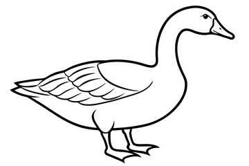goose silhouette black and white line art on white background