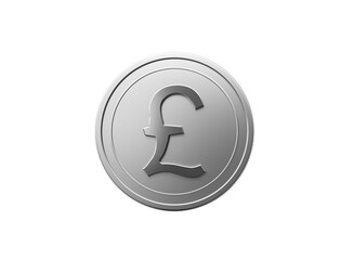 Glistening silver pound sterling coin, money, finance and economy concept.