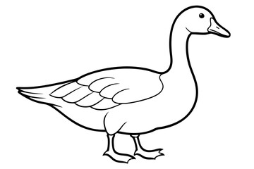 goose silhouette black and white line art on white background