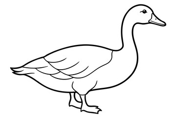 goose silhouette black and white line art on white background