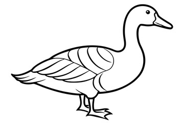 goose silhouette black and white line art on white background