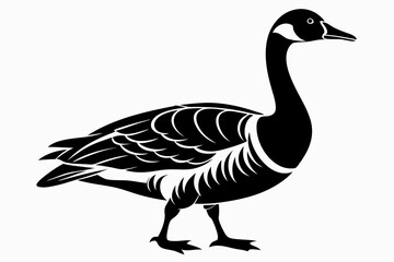 goose silhouette black and white line art on white background