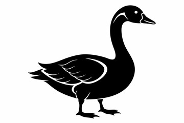 goose silhouette black and white line art on white background