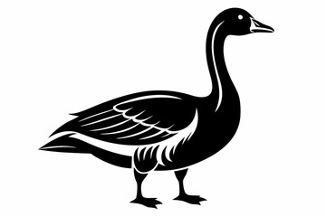 goose silhouette black and white line art on white background