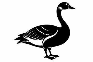 goose silhouette black and white line art on white background