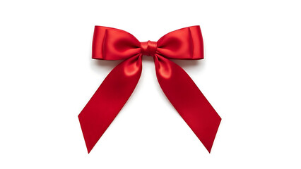 Red Christmas Ribbon Bow on White Background