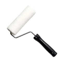 Clean New Paint Roller with Black Handle Isolated