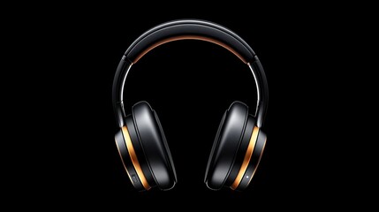 Black and gold over ear headphones product shot centered against a deep black background