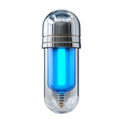 Glowing Energy Capsule with Blue Liquid Inside for Creative Designs