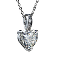 Elegant Heart-Shaped Diamond Pendant on White Background