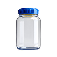 Clear Plastic Container with Blue Cap for Liquid