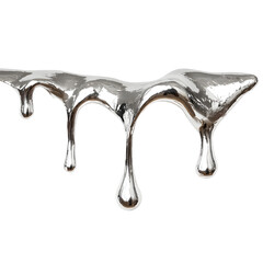 Abstract Melted Silver Dripping Isolated on White Background
