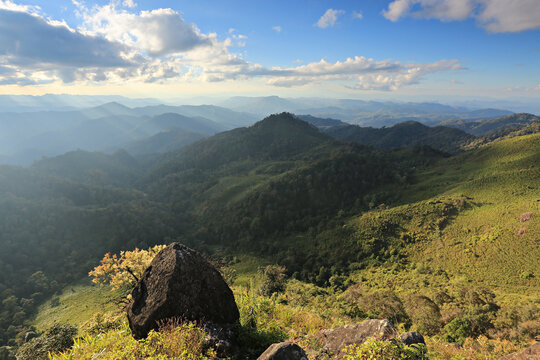 Scenic landscape of Doi Miang and Doi Thong viewpoint. The highest viewpoint in Pai District at Mae Hong Son Province, Thailand